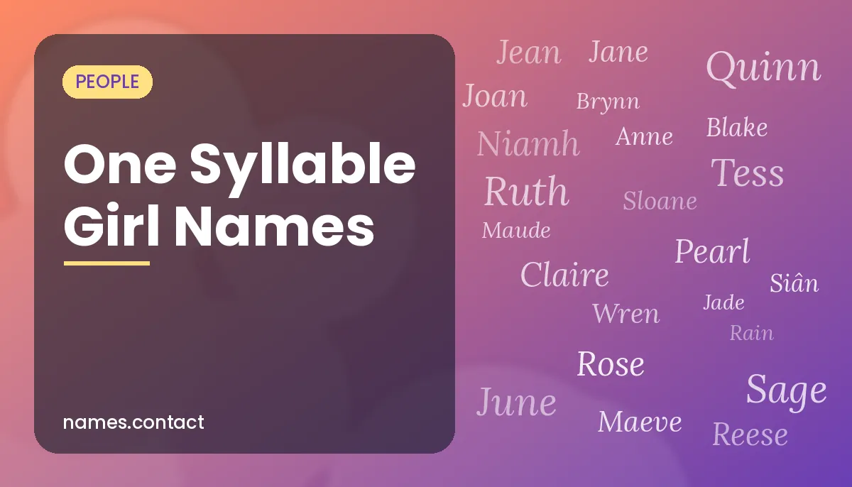 One Syllable Girl Names